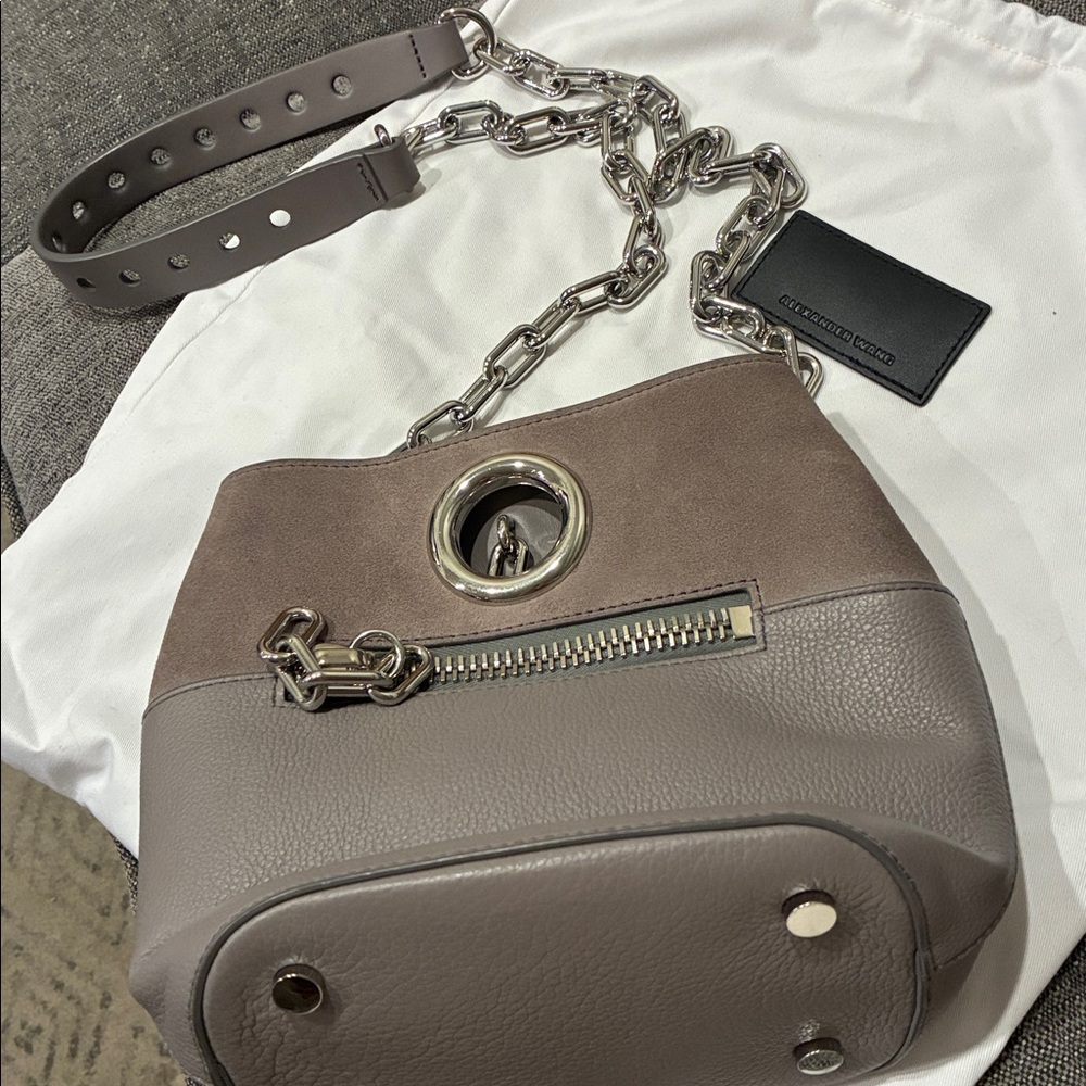 Alexander Wang Riot gray suede/ leather bucket crossbody w/ dust bag